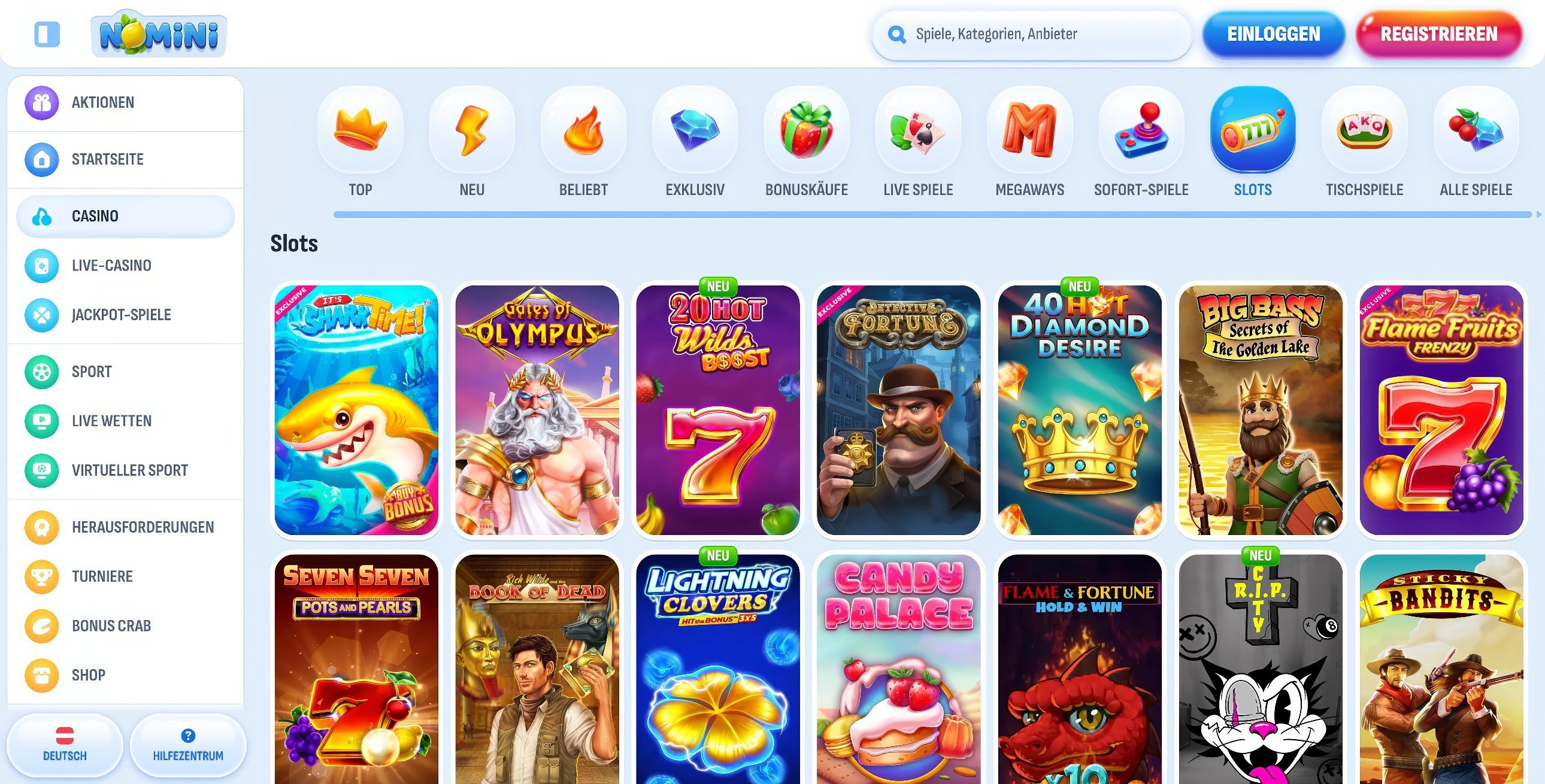 Nomini Casino desktop screenshot 2